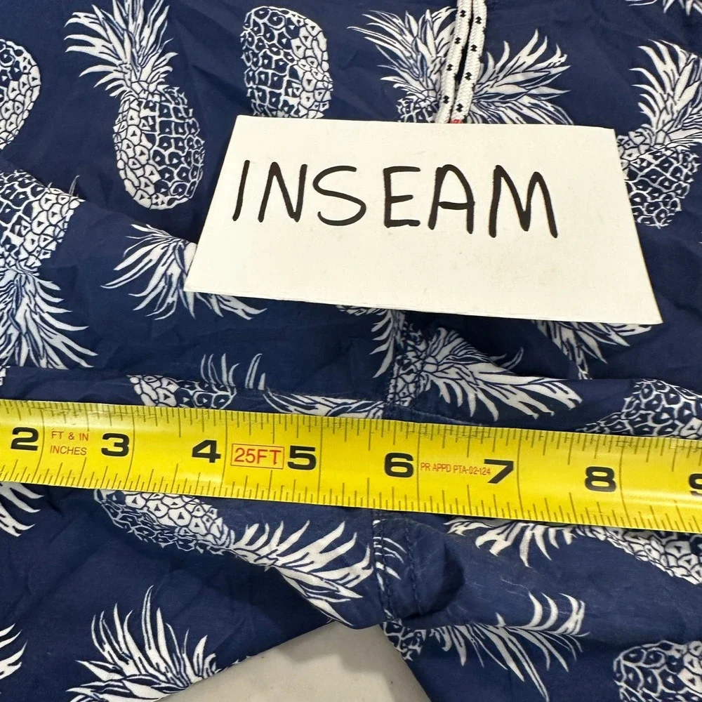 Express Mens Pineapple Print Swim Trunks Navy Size Medium Summer Board Shorts‎